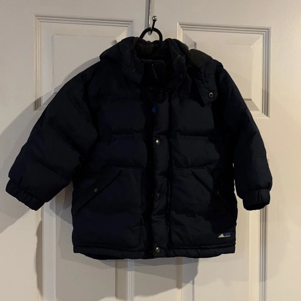 Baby Gap Boys Size‎ 2 Puffer Jacket Winter Coat Navy w/ Removable Hood